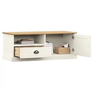 Szafka pod TV VIGO, biała, 106x40x40 cm, lite drewno sosnowe Lumarko! - Szafki RTV - miniaturka - grafika 3