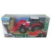 Samochody i pojazdy dla dzieci - Traktor ze spychaczem ITEM60192 czerwony Teama - miniaturka - grafika 1