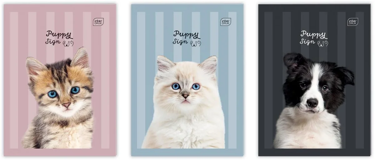 Zeszyt A4 w kratkę 32 kartki UV Puppy Sign mix 10 sztuk