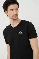 Koszulki męskie - Alpha Industries t-shirt bawełniany kolor czarny gładki 106513.03-Black - miniaturka - grafika 1