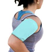 Etui i futerały do telefonów - Elastyczny materiałowy armband opaska na ramię do biegania fitness XL niebieska - miniaturka - grafika 1