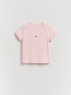 Bluzki dla niemowląt - Reserved - T-shirt z haftem - pastelowy róż - miniaturka - grafika 1