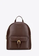 Torebki damskie - Damski plecak ze skóry naturalnej z kieszenią na przodzie brązowy - miniaturka - grafika 1