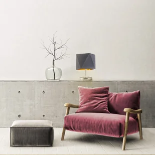 Szara lampa stołowa w stylu skandynawskim PASADENA GOLD - Lampy stojące - miniaturka - grafika 1