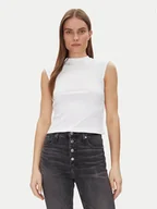 Koszulki i topy damskie - Calvin Klein Top Liquid Touch Top K20K208422 Biały Slim Fit - miniaturka - grafika 1