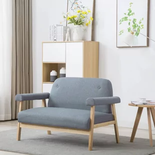 vidaXL Sofa 2-osobowa tapicerowana tkaniną, jasnoszara - Sofy i kanapy - miniaturka - grafika 1