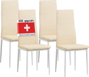 Albatros krzesła do jadalni MILANO 4-osobowe, beżowe - Tapicerowane krzesło z pokryciem z imitacji skóry, nowoczesny stylowy design przy stole jadalnym - Krzesło kuchenne lub krzesło do jadalni o dużej nośności do 110 kg - Krzesła - miniaturka - grafika 1