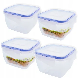 4x PLASTIKOWY POJEMNIK NA ŻYWNOŚĆ Z POKRYWĄ SZCZELNY 0,9 L 900 ml Na Święta - Pojemniki kuchenne - miniaturka - grafika 1