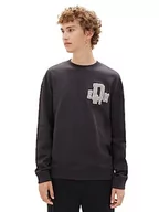 Bluzy męskie - TOM TAILOR Denim Męska bluza z nadrukiem logo, 29476-Coal Grey, S - miniaturka - grafika 1