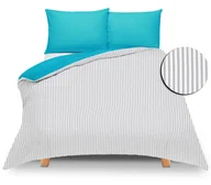 Pościel - Pościel dwustronna 160x200 Duale paski-turkusowa z torbą - miniaturka - grafika 1