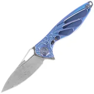 Noże - Nóż na szyję RikeKnife Mini Hummingbird Blue Titanium, Rose Damascus by Richard Wu (RK-MINI-B) - miniaturka - grafika 1