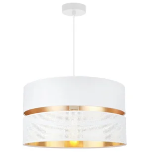 Lampa sufitowa wisząca Asti Duo biały 1xE27 abażur okrągły tuba 40cm biały/złoty Light Home LH - Lampy sufitowe Lampa sufitowa wisząca Asti Duo biały 1xE27 abażur okrągły tuba 40cm biały/złoty Light Home LH - Lampy sufitowe - miniaturka - grafika 1