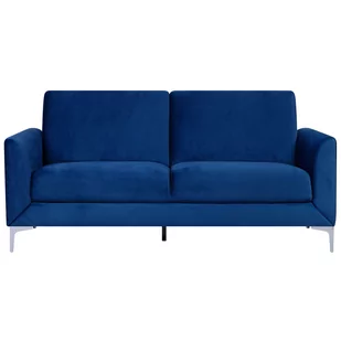 Beliani Sofa trzyosobowa welur ciemnoniebieska FENES - Sofy i kanapy - miniaturka - grafika 1