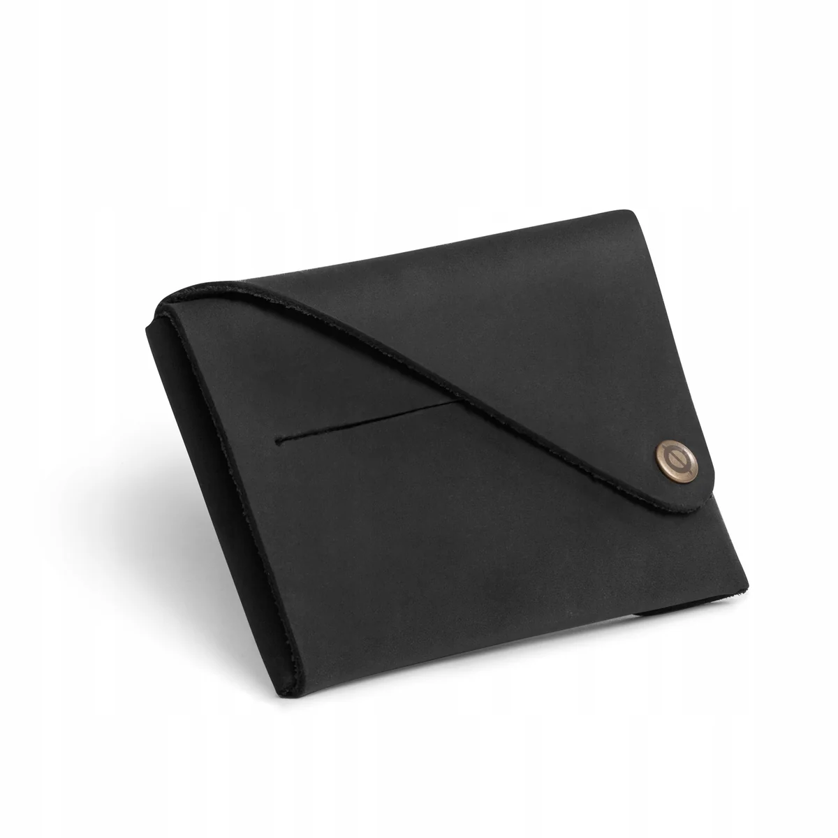 Portfel Skórzany Męski Slim Wallet Etui na Karty Składane Brodrene Czarny