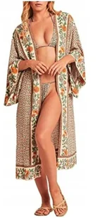 PAREO KIMONO NARZUTKA NA STRÓJ PLAŻE KWIATOWY WZÓR - Bluzki damskie - miniaturka - grafika 1