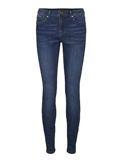 Spodnie damskie - VERO MODA Damskie spodnie jeansowe, niebieski (Dark Blue Denim), (XS) W / 34L - grafika 1