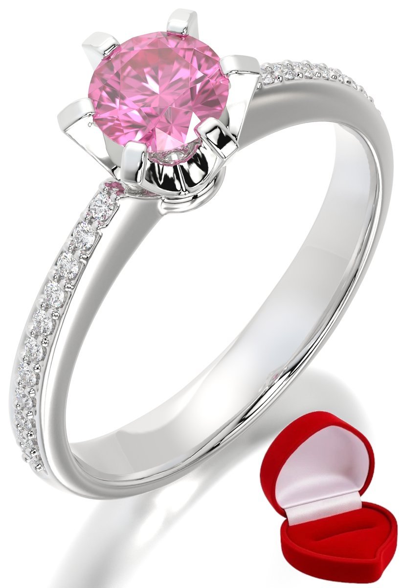 ZŁOTY PIERŚCIONEK ZARĘCZYNOWY 585 14k SZAFIR 0,50 ct BIAŁE ZŁOTO R31