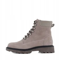 Botki damskie - TAMARIS BEŻOWE BOTKI ZAMSZOWE Z WSTAWKĄ I OZDOBNYMI SZNUROWANIAMI 38 6AA - miniaturka - grafika 1