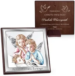 Kwadratowy obrazek z nadrukiem na Chrzciny dla dziecka - Pamiątka Chrztu Świętego - miniaturka - grafika 1