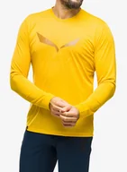 Bluzy sportowe męskie - Koszulka z długim rękawem Salewa Solidlogo Dry L/S Tee - gold - miniaturka - grafika 1
