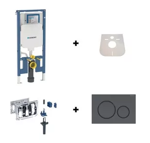 Geberit Duofix Slim (8 cm) Zestaw stelaż podtynkowy wąski do WC H114 Sigma + kostkarka + przycisk WC czarny mat + mata 111.796.00.1+115.063.21.1+115.882.16.1+LEMATA - Stelaże i zestawy podtynkowe do WC - miniaturka - grafika 1