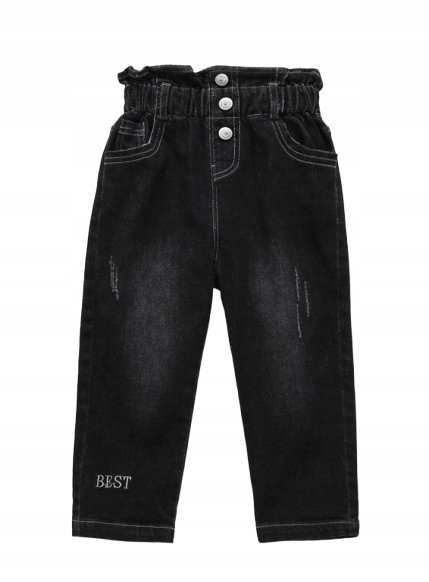 SHEIN JEANSY DZIEWCZĘCE CZARNE NA GUMCE 110 V3R