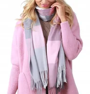 Apaszki i szaliki damskie - Modny Duży szal Chusta Damska w KRATĘ frędzle wz2 - miniaturka - grafika 1