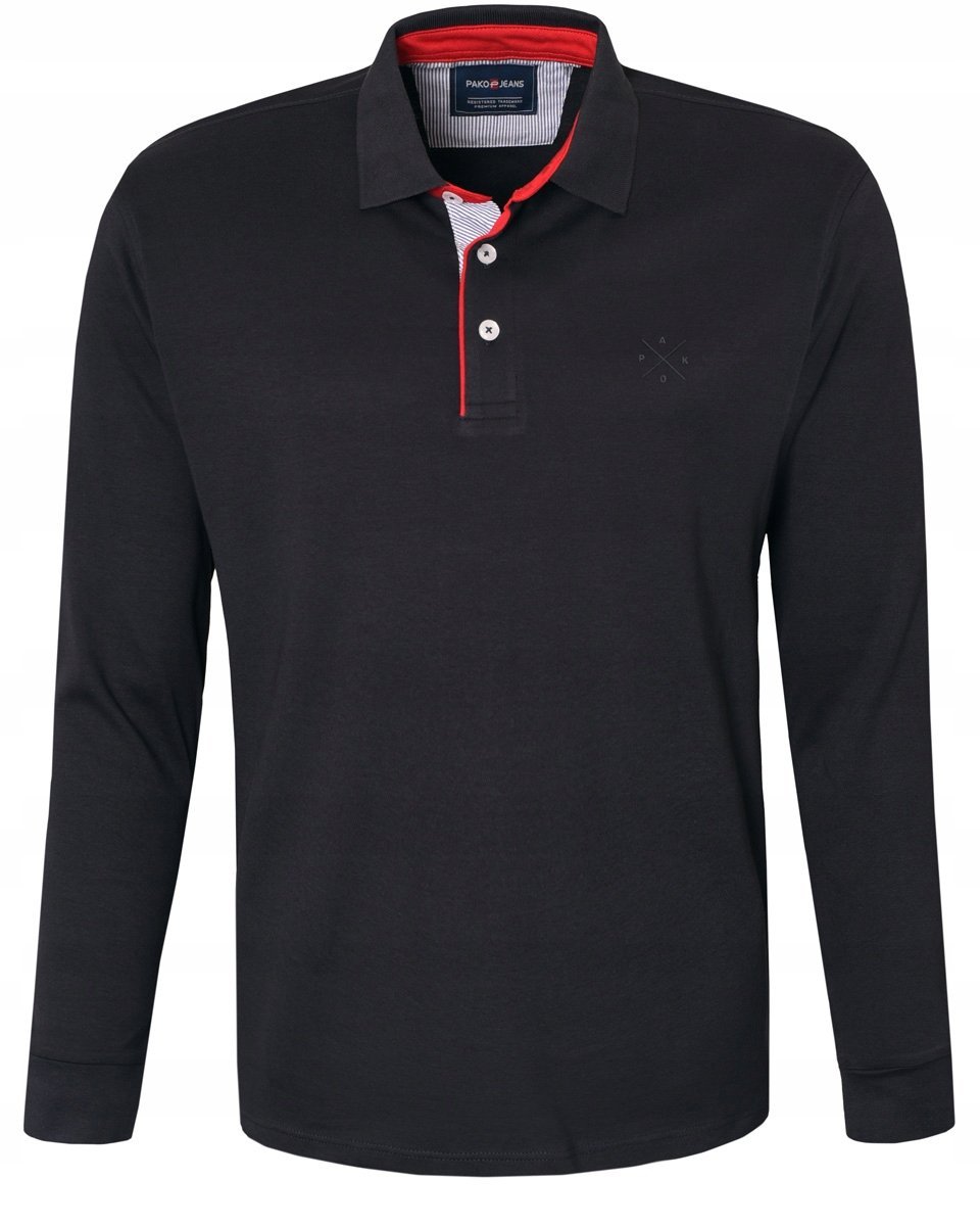 LONGSLEEVE męski koszulka z kołnierzykiem bawełniana GOTI czarna M