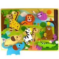 Układanki dla dzieci - Tooky Toy Drewniane Puzzle Zwierzątka w Lesie Dopasuj Kształty - miniaturka - grafika 1