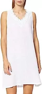 Sukienki - Bonateks, Sukienka bez rękawów z haftem przy dekolcie w kształcie litery V, 100% len, rozmiar DE:36 rozmiar US:S, biała - wyprodukowano we Włoszech, biały, 36 - miniaturka - grafika 1