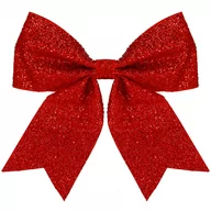 Ozdoby bożonarodzeniowe - Kokardka na choinkę 20 cm brokatowa ozdoba świąteczna zawieszka czerwona - miniaturka - grafika 1