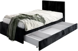 Łóżko młodzieżowe VIVO 2 90x200 czarne z tapicerowanym panelem i szufladą MKPOL - Łóżka dla dzieci i młodzieży - miniaturka - grafika 1