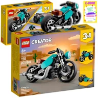 Klocki - Lego Motocykl Vintage Klocki Motor Creator 3 W 1 Lego Prezent + Ebook - miniaturka - grafika 1