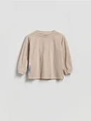 Bluzki dla niemowląt - Reserved - Bawełniany longsleeve - kremowy - miniaturka - grafika 1