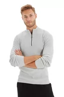 Bluzy męskie - Trendyol Męska bluza ze stójką, gładka, wąska bluza, szara, M, Szary, M - miniaturka - grafika 1