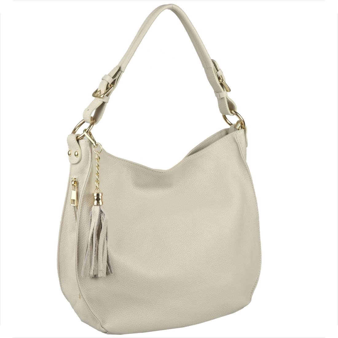 Duża torebka shopper skóra naturalna włoska jasny beż