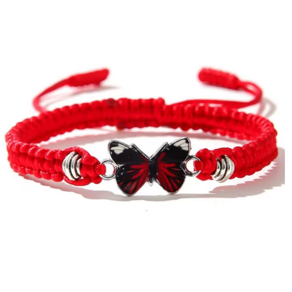 Bransoletka Regulowana Motyl Czerwona Symbol Wolności Stylowy Akcent