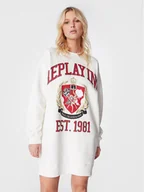 Sukienki - Replay Sukienka dzianinowa W9740B.000.23190P Biały Regular Fit - miniaturka - grafika 1