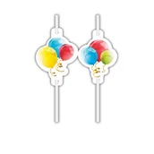 Słomki do napojów - SŁOMKI PAPIEROWE BŁYSZCZĄCE BALONY, 4 SZT. - miniaturka - grafika 1