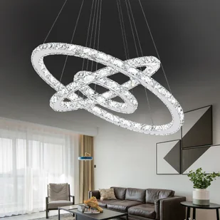 LZQ 72W LED Crystal Design Lampa wisząca Lampa sufitowa Lampa wisząca Kreatywny żyrandol Trzy pierścienie Zimno-biały żyrandol [Klasa energetyczna A++] - Lampy sufitowe - miniaturka - grafika 1