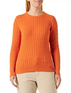 Swetry damskie - GANT Damski sweter ze stretchu, z dekoltem w kształcie litery C, pomarańczowy, pomara?czowa dynia, XS - grafika 1