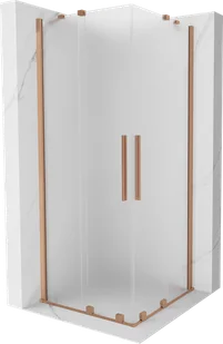 Mexen Velar Duo kabina prysznicowa rozsuwana 80x80 cm, szron, miedź szczotkowana - 871-080-080-32-65 - Kabiny prysznicowe - miniaturka - grafika 1