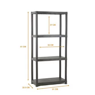 Regał plastikowy PRIMO 61 x 31 x 130 cm czarny - Regały - miniaturka - grafika 1