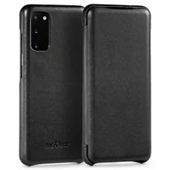 Etui i futerały do telefonów - moVear flipSide S - Skórzane etui do Samsung Galaxy S20+ (Plus) (6.7") | Pokrowiec slim case, Skóra naturalna gładka (Czarny) - miniaturka - grafika 1