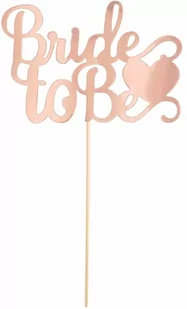 Topper na tort Bride to be różowe złoto - 21 cm - 1 szt. - Wieczór panieński i kawalerski - miniaturka - grafika 1