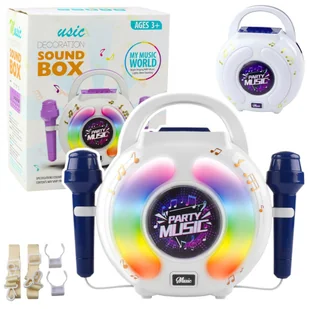 Zestaw Karaoke Dwa Mikrofony Głośnik Bluetooth MP3 Nagrywanie LED - Instrumenty muzyczne dla dzieci - miniaturka - grafika 1