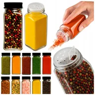 Pojemniki kuchenne - 12x SZKLANE POJEMNIKI na PRZYPRAWY SŁOICZKI 120 ML PROSTOKĄTNE z SITKIEM - miniaturka - grafika 1