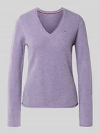Swetry damskie - Sweter z dzianiny o kroju slim fit z czystej wełny - miniaturka - grafika 1