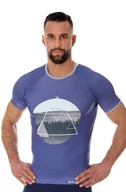 Koszulki sportowe męskie - Koszulka męska Brubeck City Air SS13240A fioletowy - miniaturka - grafika 1
