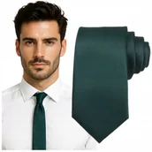Krawaty i muchy męskie - Krawat męski klasyczny - ciemnozielony - miniaturka - grafika 1